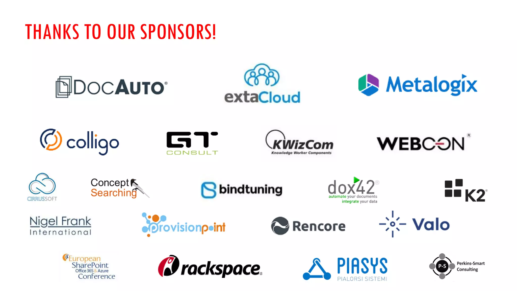 THANKS TO OUR SPONSORS!
 