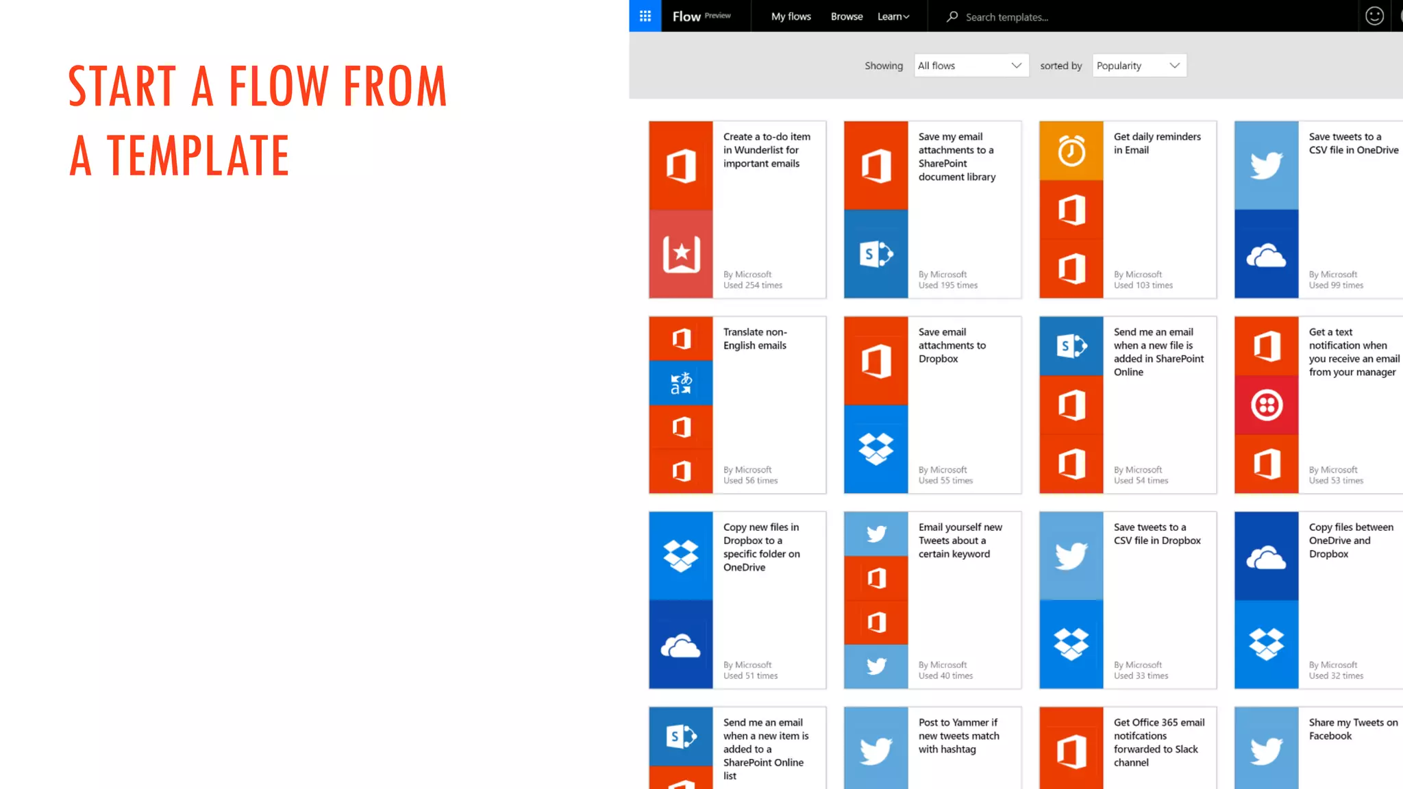 START A FLOW FROM
A TEMPLATE
 