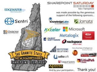 was made possible by the generous
support of the following sponsors…
And by your participation… Thank you!