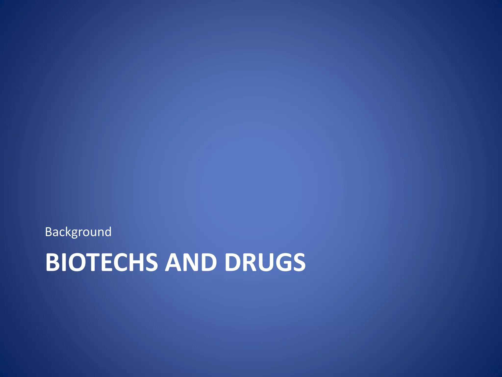 Background 
BIOTECHS AND DRUGS 
 