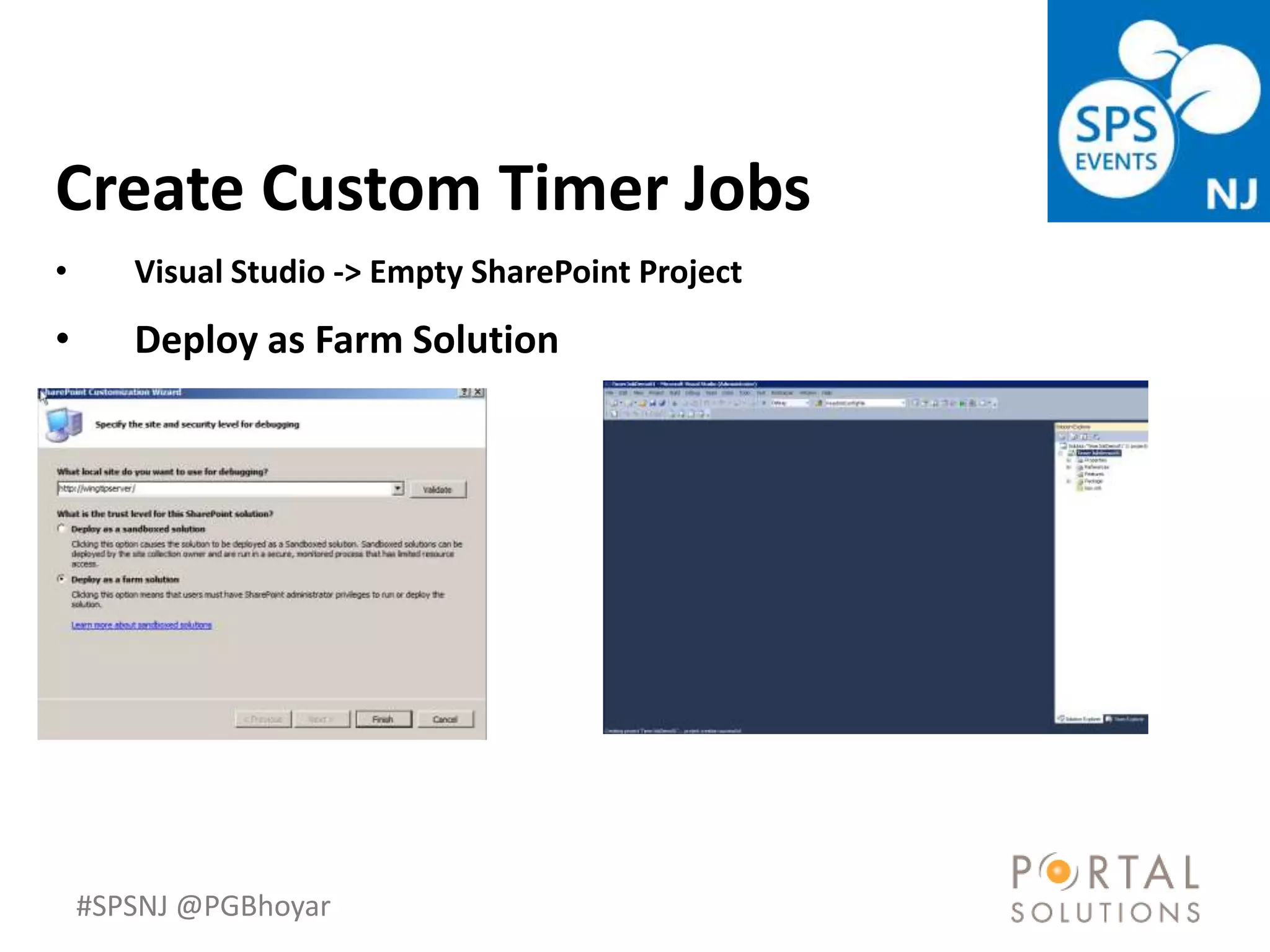 SPSNJ 2013 Building Solutions using SharePoint TimerJobs