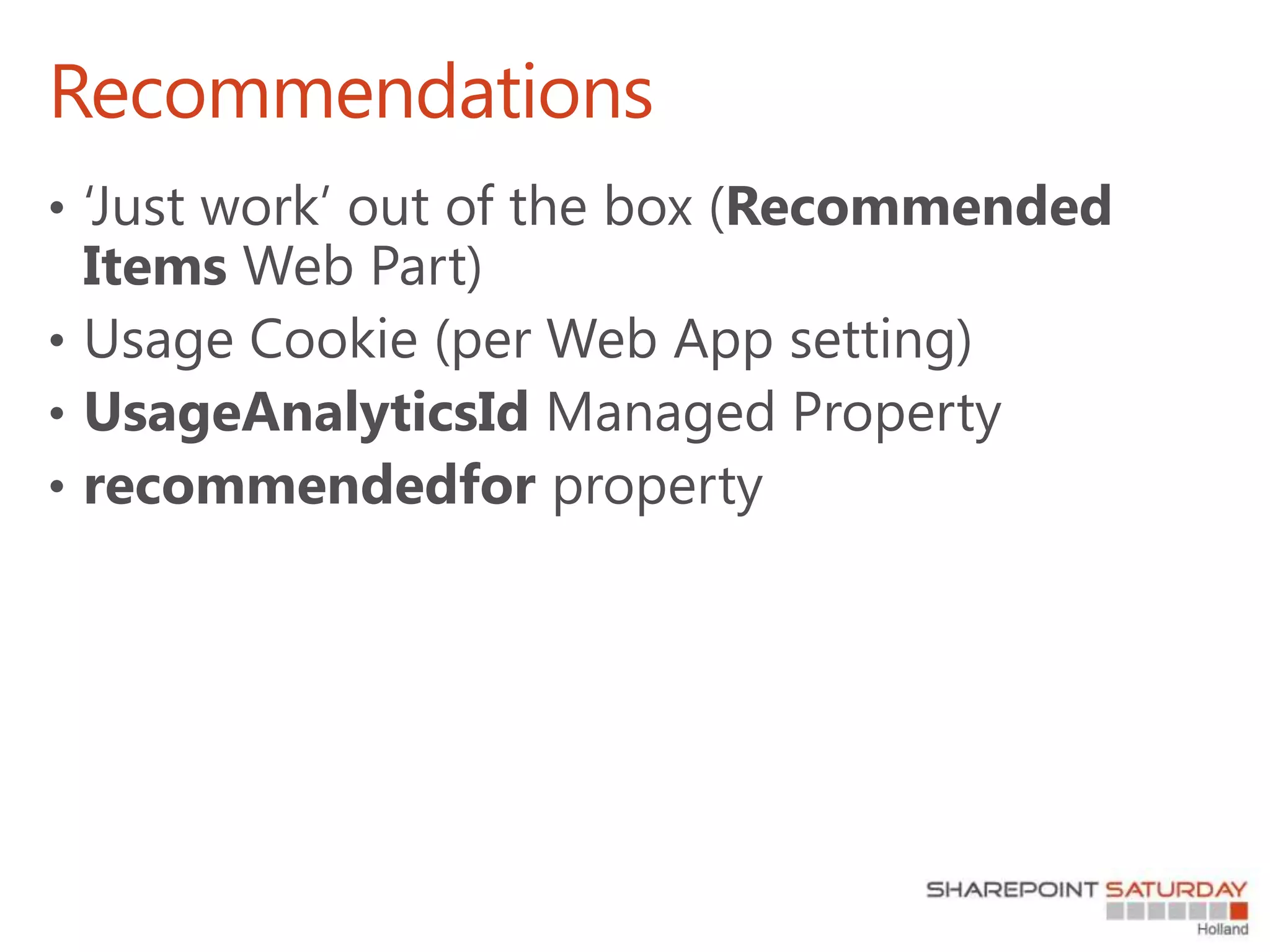 Recommendations
 