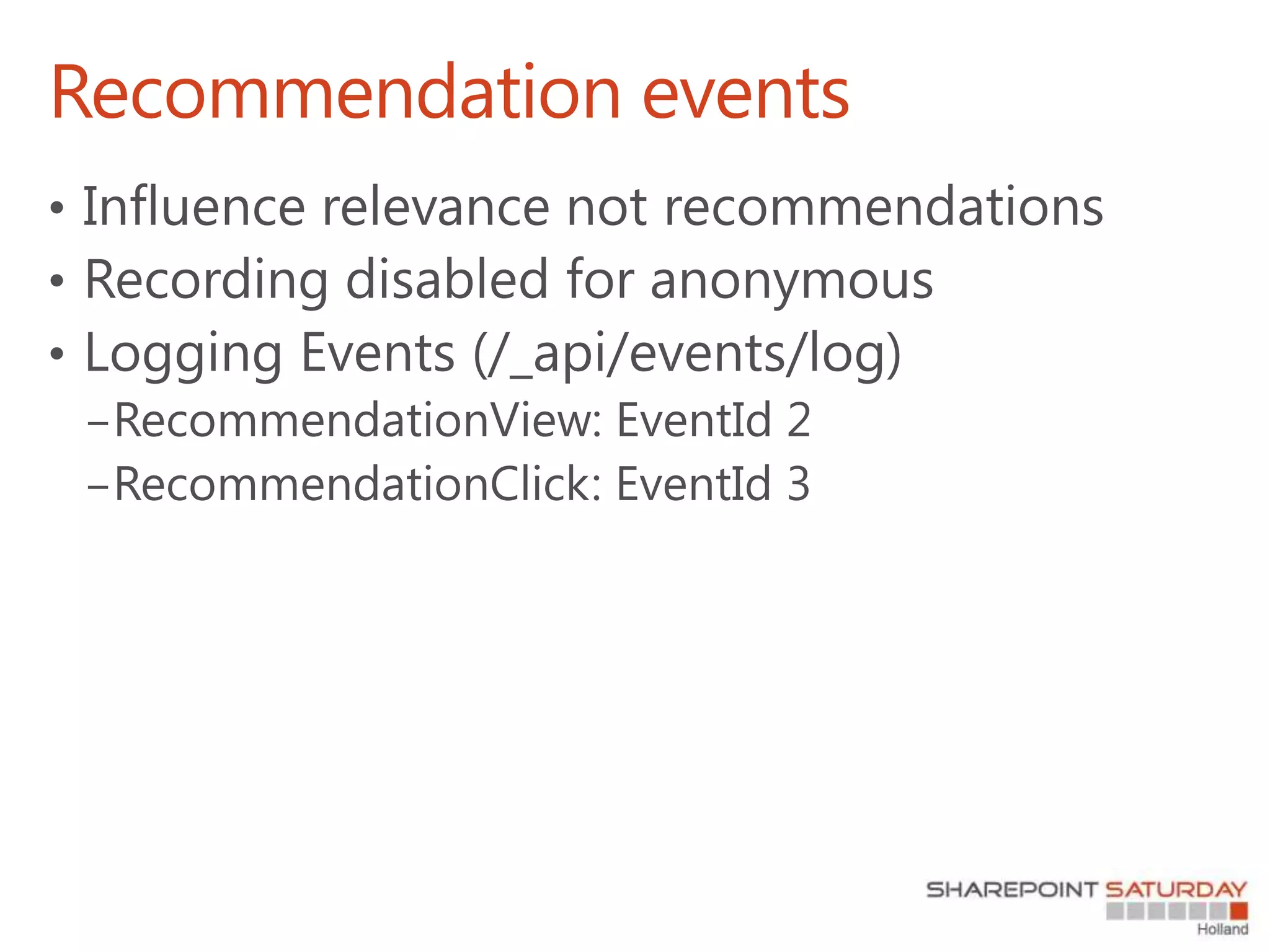 Recommendation events
 