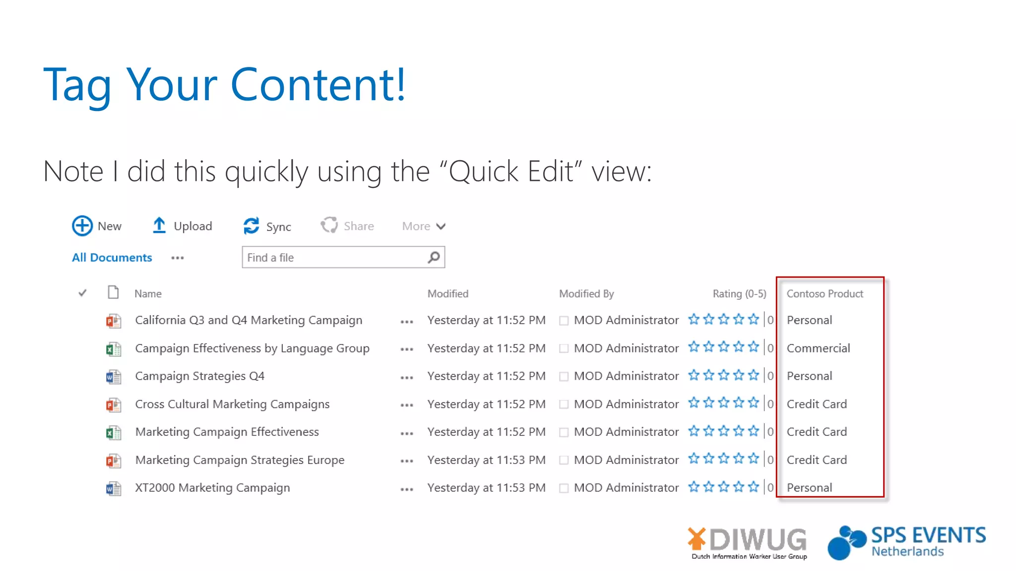 Tag Your Content!
Note I did this quickly using the “Quick Edit” view:
 