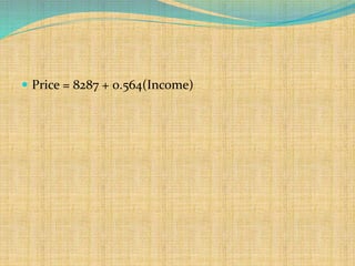  Price = 8287 + 0.564(Income)
 