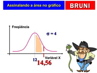 Assinalando a área no gráfico 14,56 Freqüência Variável X 12    = 4 
