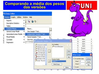 Comparando a média dos pesos das versões 
