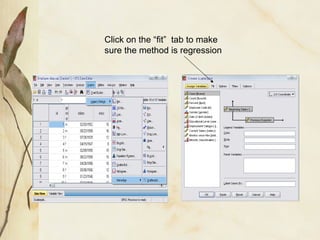 Click on the “fit” tab to make 
sure the method is regression 
 