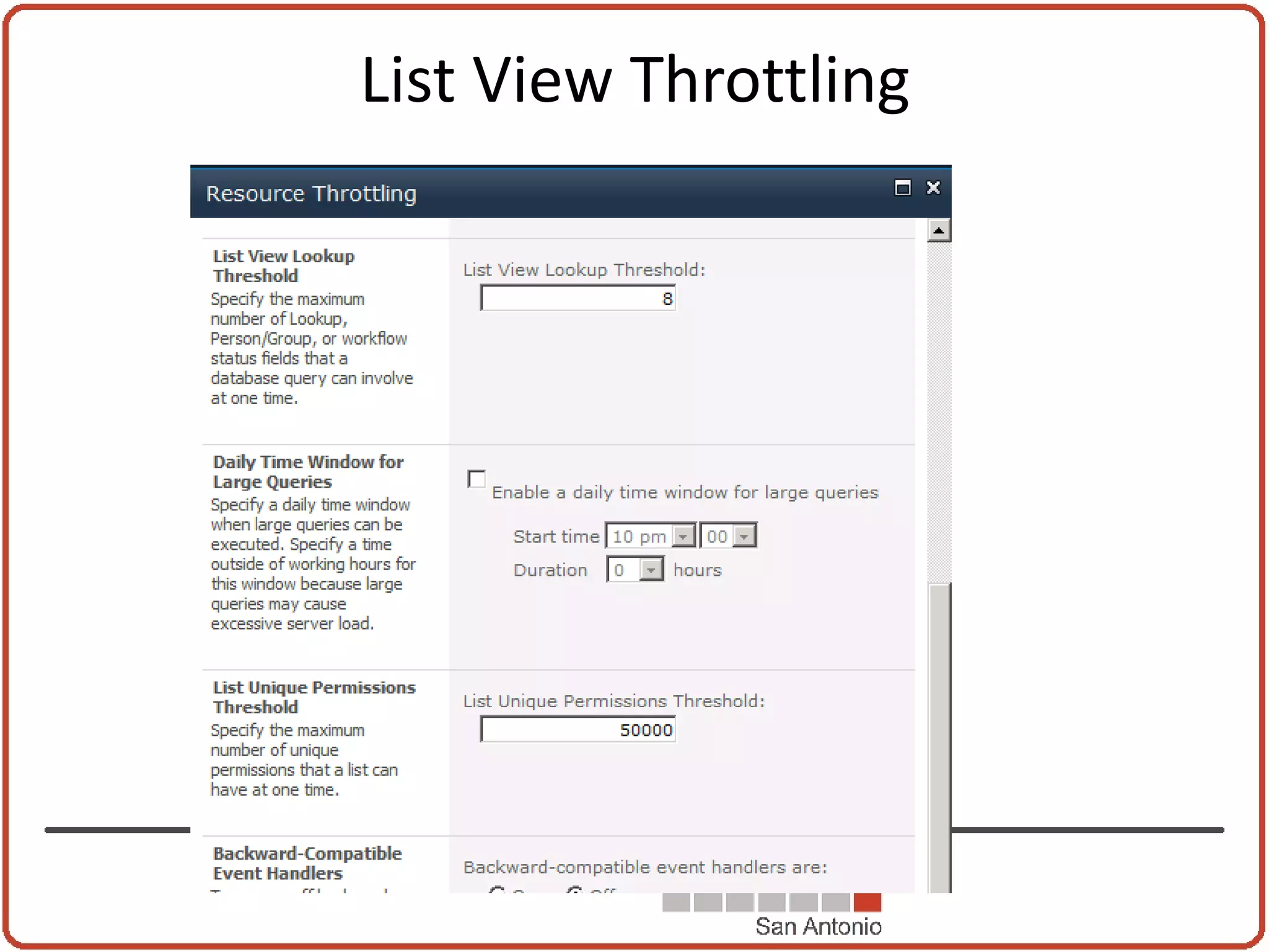 List View Throttling
 