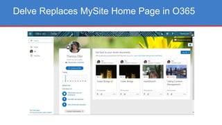 Delve Replaces MySite Home Page in O365
 