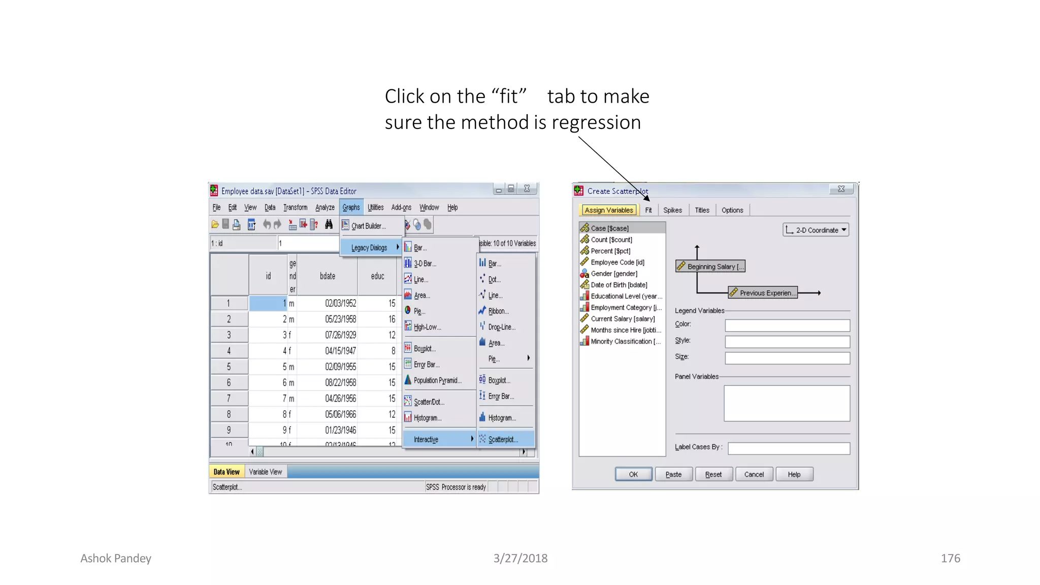 Click on the “fit” tab to make
sure the method is regression
Ashok Pandey 3/27/2018 176
 