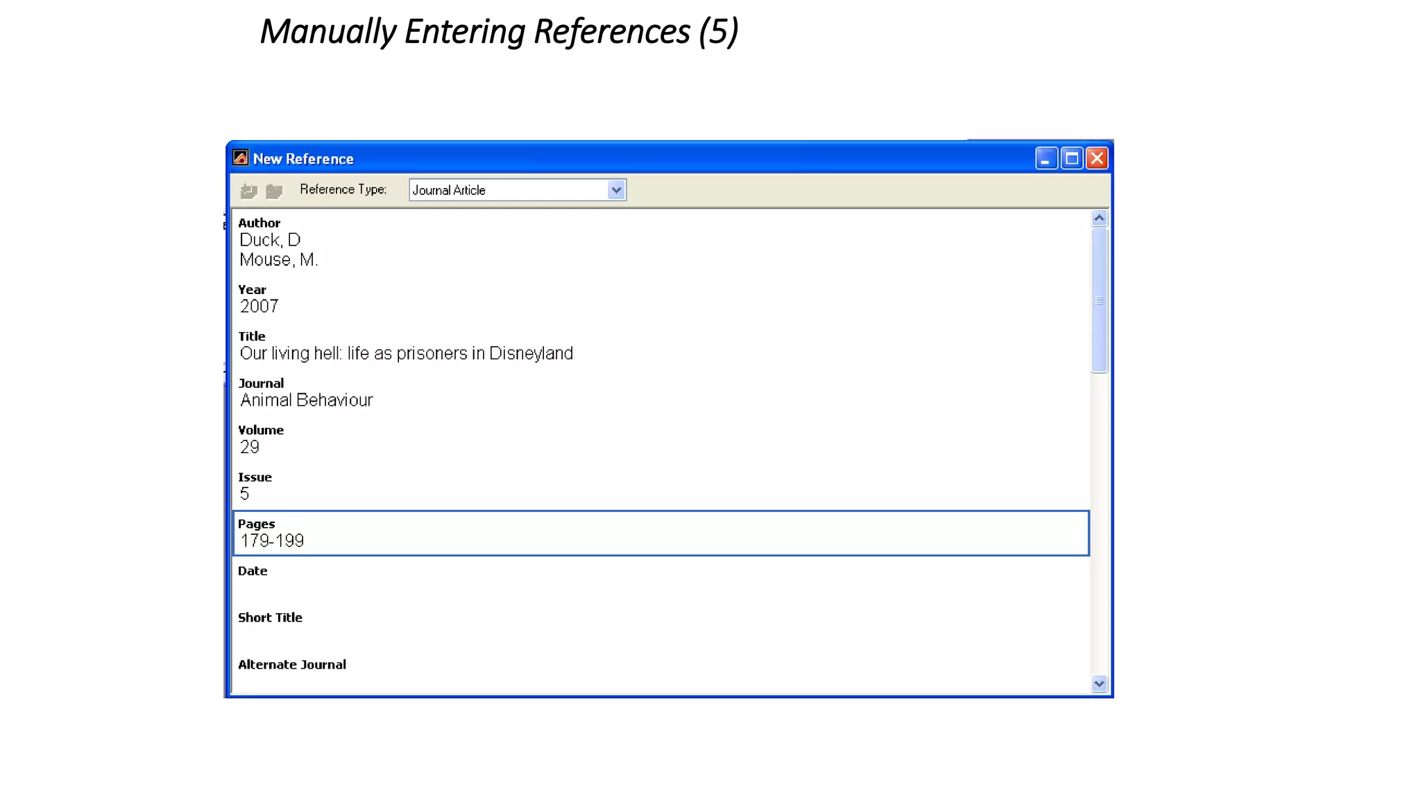 Manually Entering References (5)
 