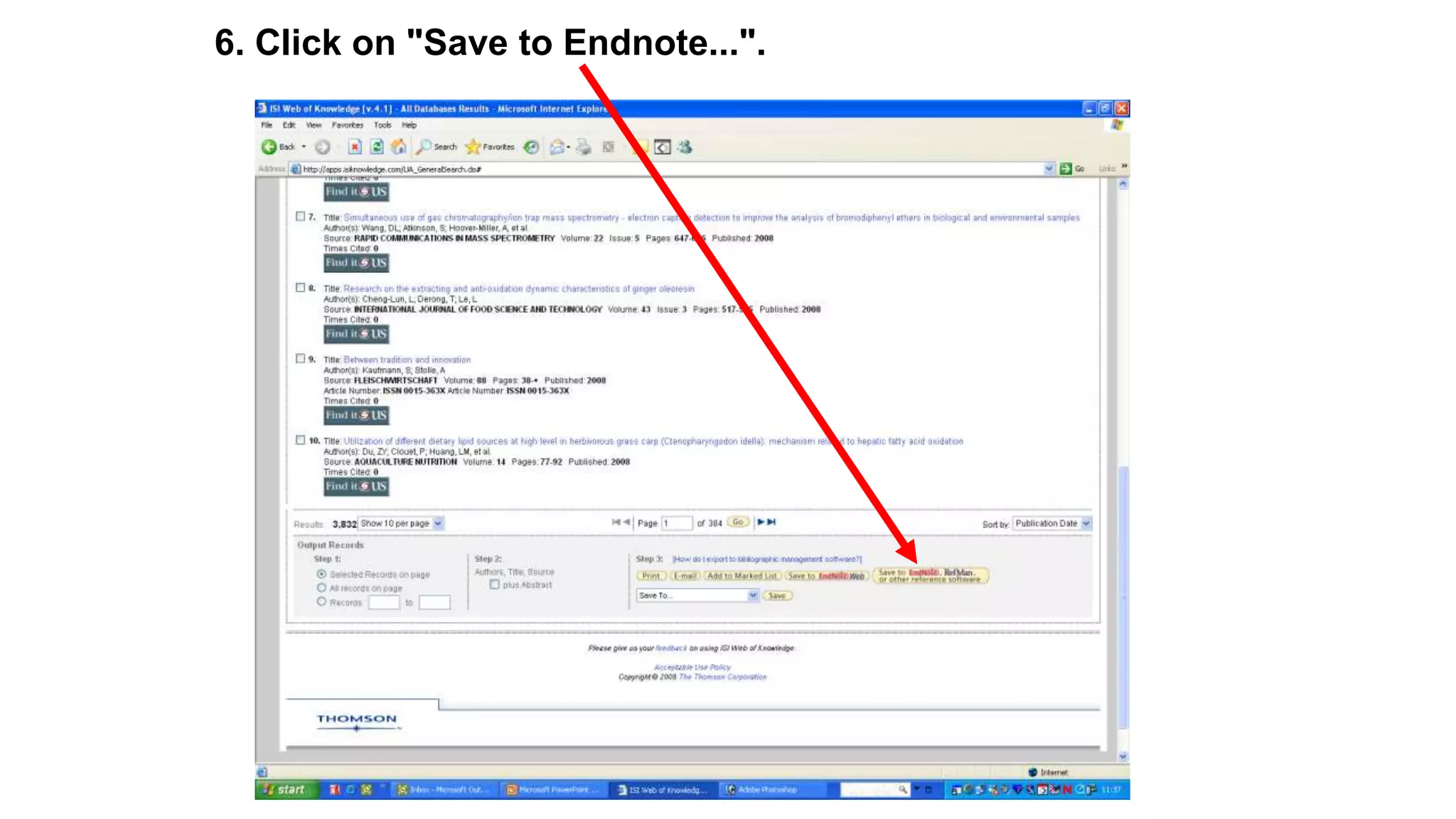 6. Click on "Save to Endnote...".
 