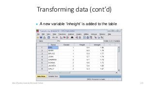 Transforming data (cont’d)
● A new variable ‘lnheight’ is added to the table
Ashok Pandey, Associate Research Fellow 101
 