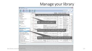 Manage your library
Star your favorite papers
Documents can be marked read/unread
Filter by authors, tags, publications or keywords
Open attached PDF files in integrated viewer
Ashok Pandey, Associate Research Fellow 223
 