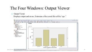 The Four Windows: Output Viewer
● Output Viewer
Displays output and errors. Extension of the saved file will be “spv.”
Ashok Pandey, Associate Research Fellow 78
 