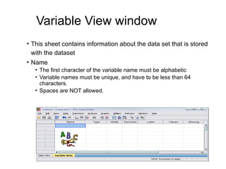 Spss briefintroduction about spss and Data view and variable basic ...