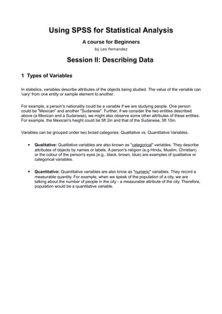 Spss course session-II | PDF