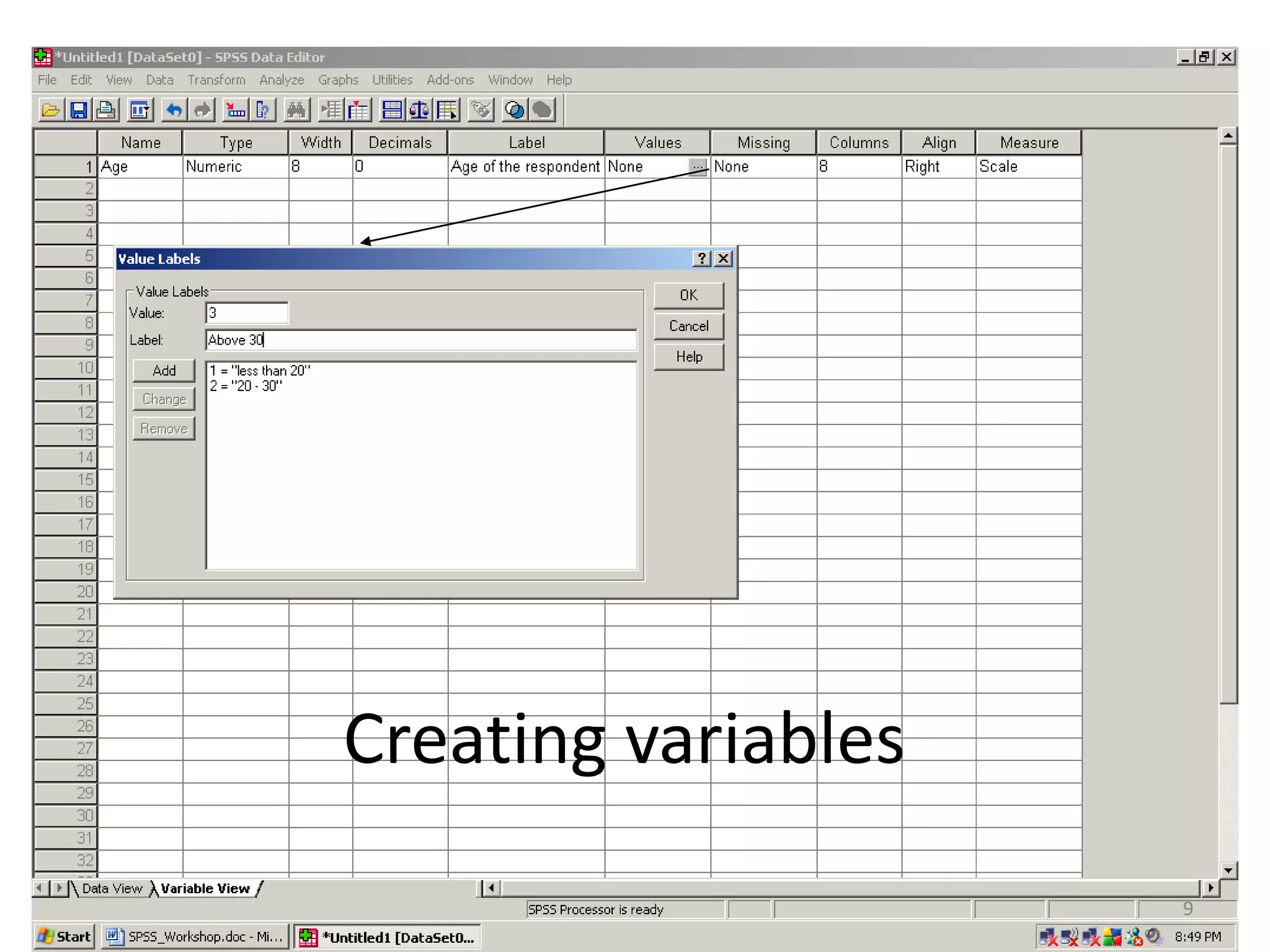 Creating variables
9
