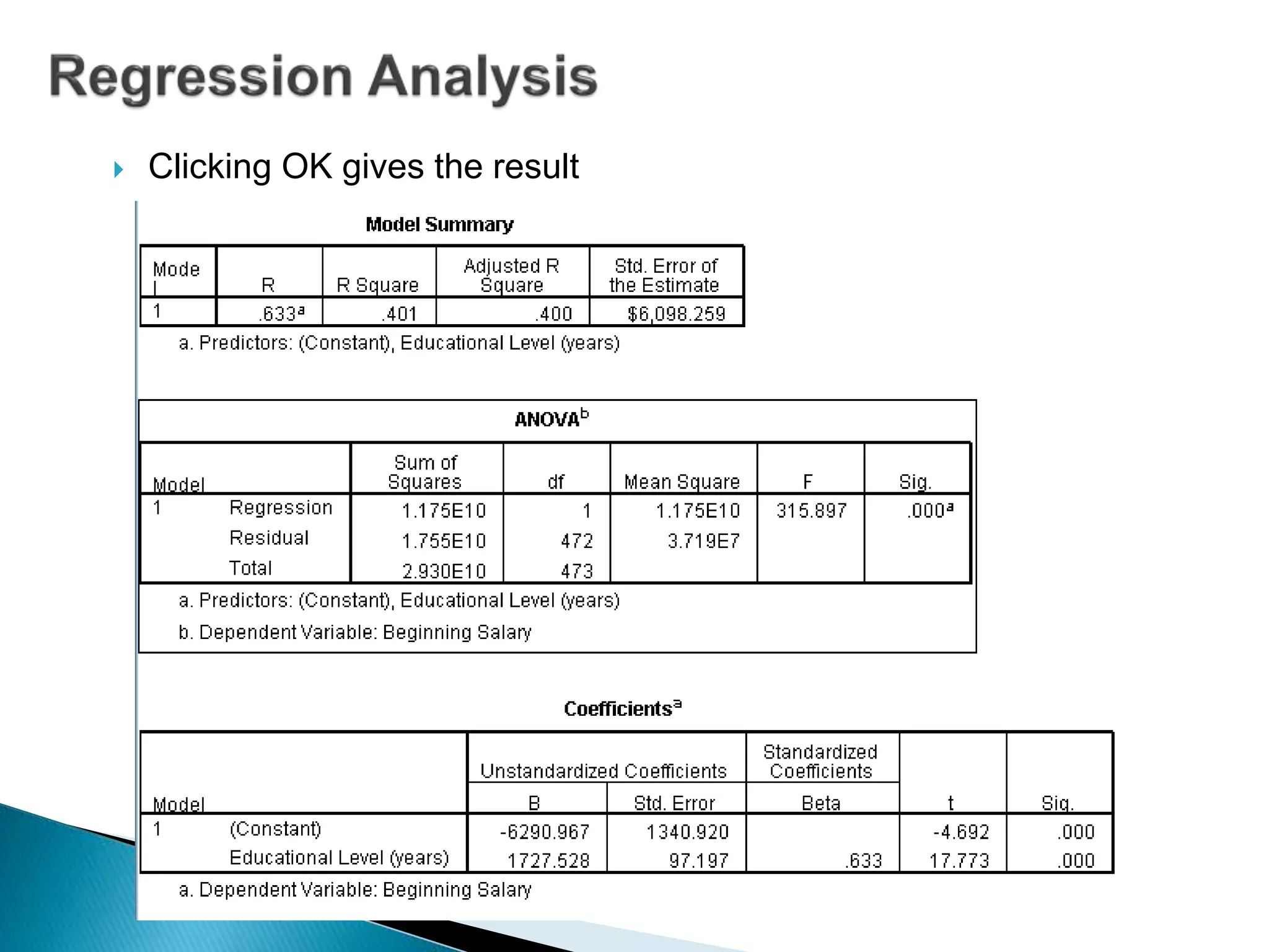  Clicking OK gives the result
 