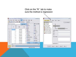 Click on the “fit” tab to make
sure the method is regression
 