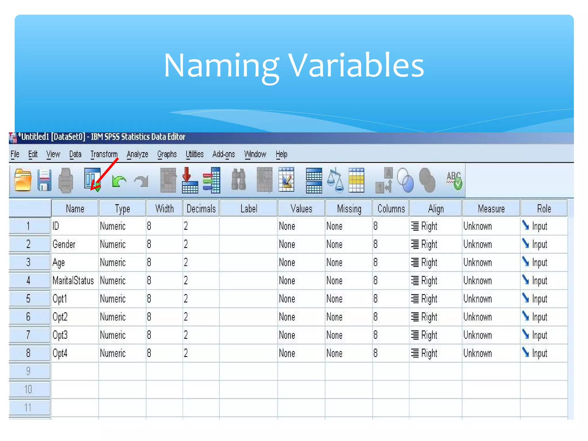 Naming Variables
 