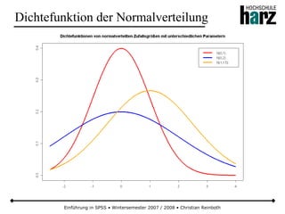 Einführung in SPSS • Wintersemester 2007 / 2008 • Christian Reinboth
Dichtefunktion der Normalverteilung
 