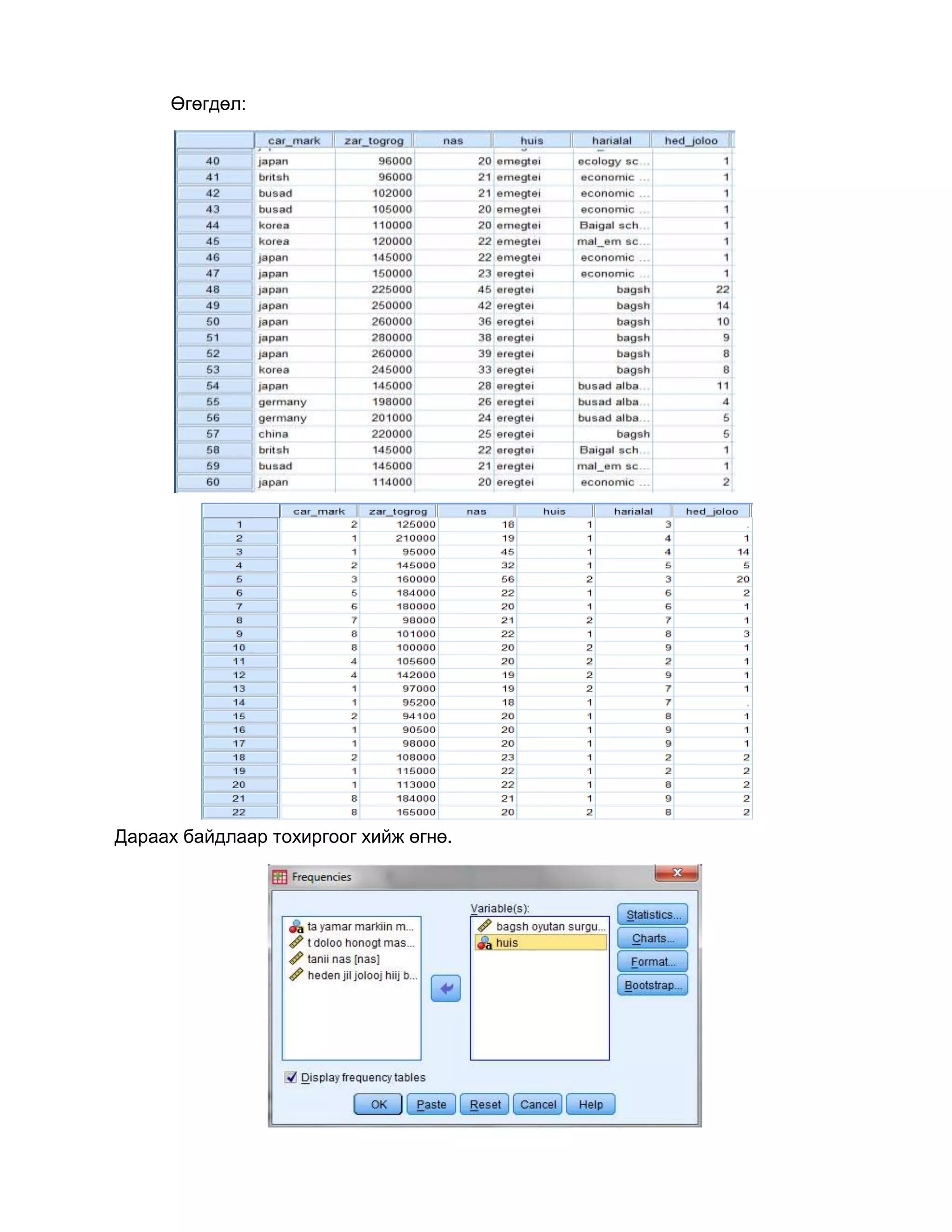 Өгөгдөл:

Дараах байдлаар тохиргоог хийж өгнө.

 