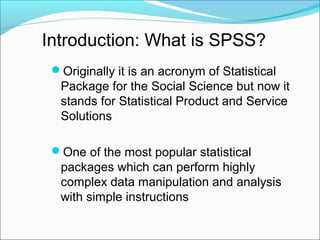 Spss lecture notes | PPT