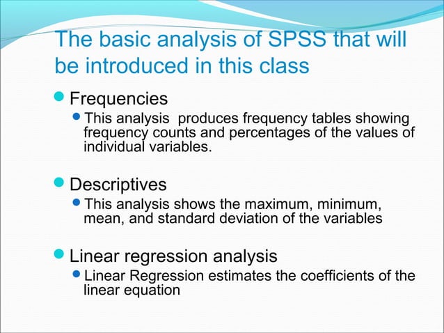 Spss lecture notes | PPT | Technology & Computing