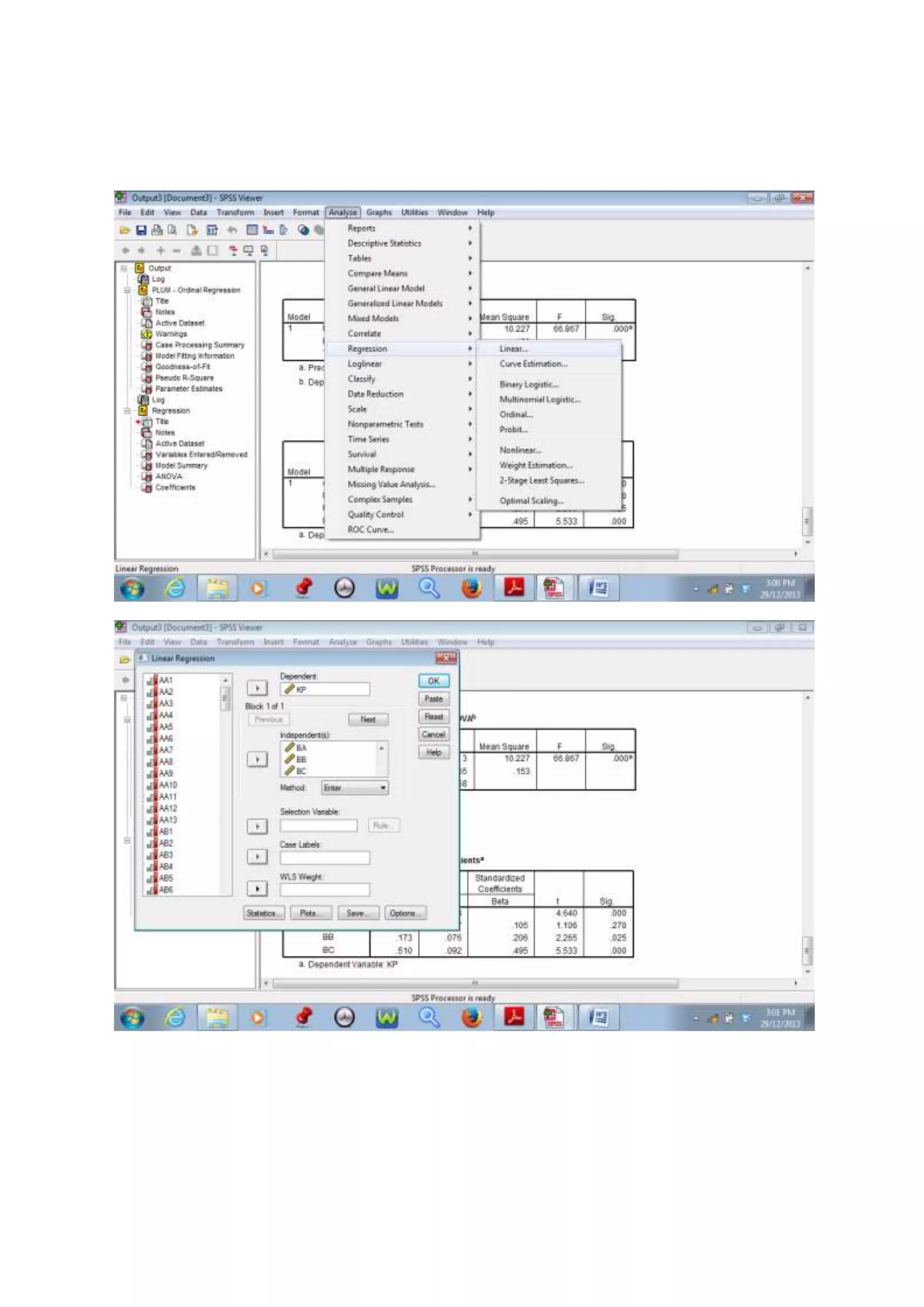 Spss print screen analisis regreasi | PDF