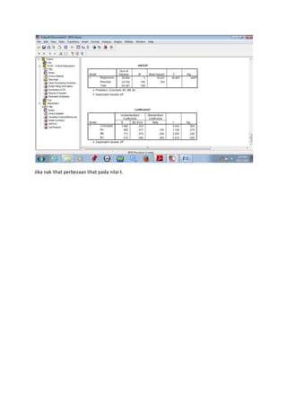 Spss print screen analisis regreasi | PDF