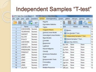 Independent Samples “T-test”
 