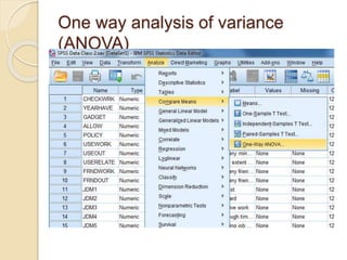 One way analysis of variance
(ANOVA)
 