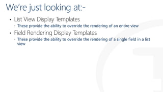 SPSSTHLM - Using JSLink and Display Templates for ITPros | PPT