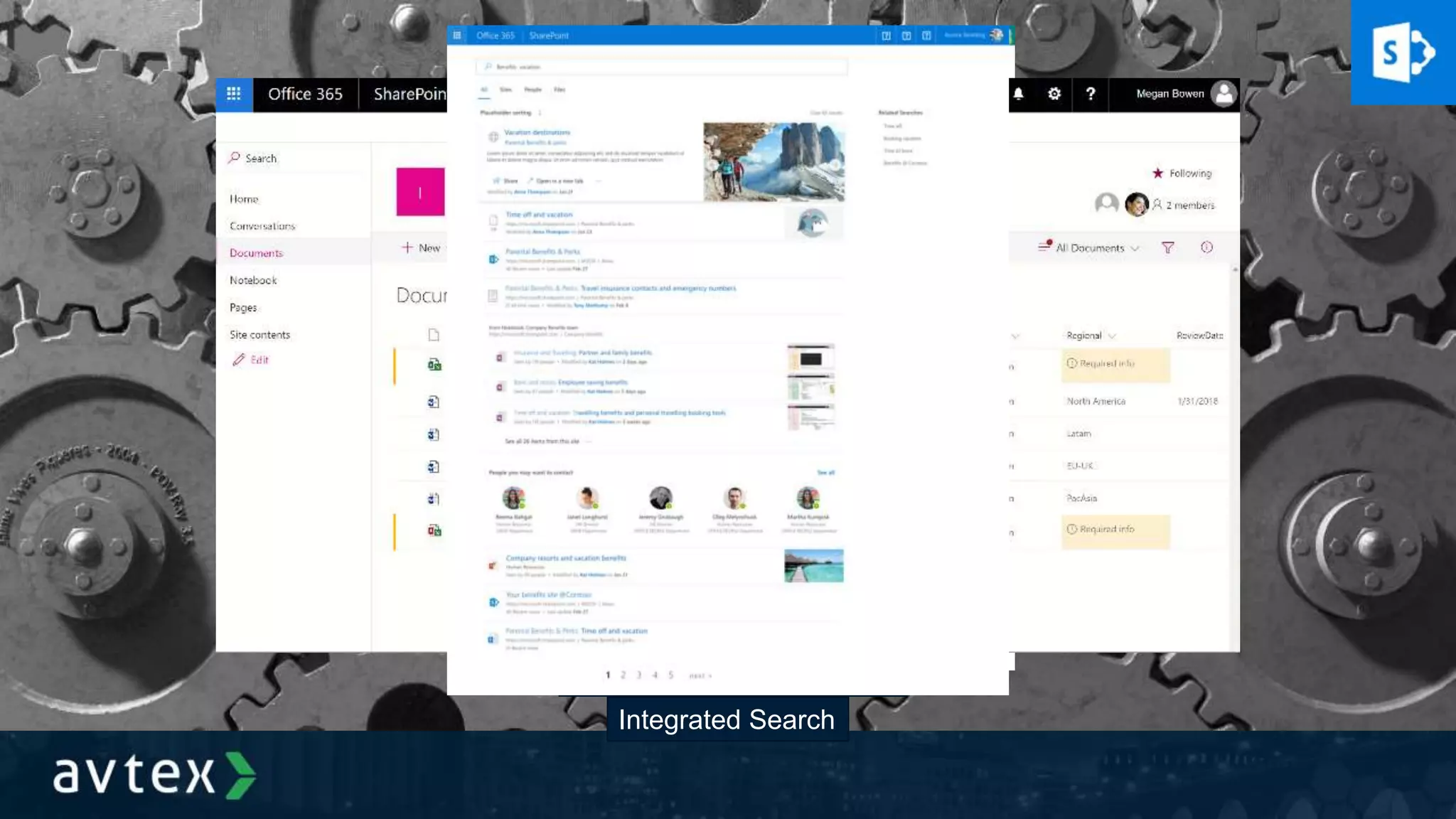 Modern Pages
Modern Lists and Libraries
Integrated Search
 