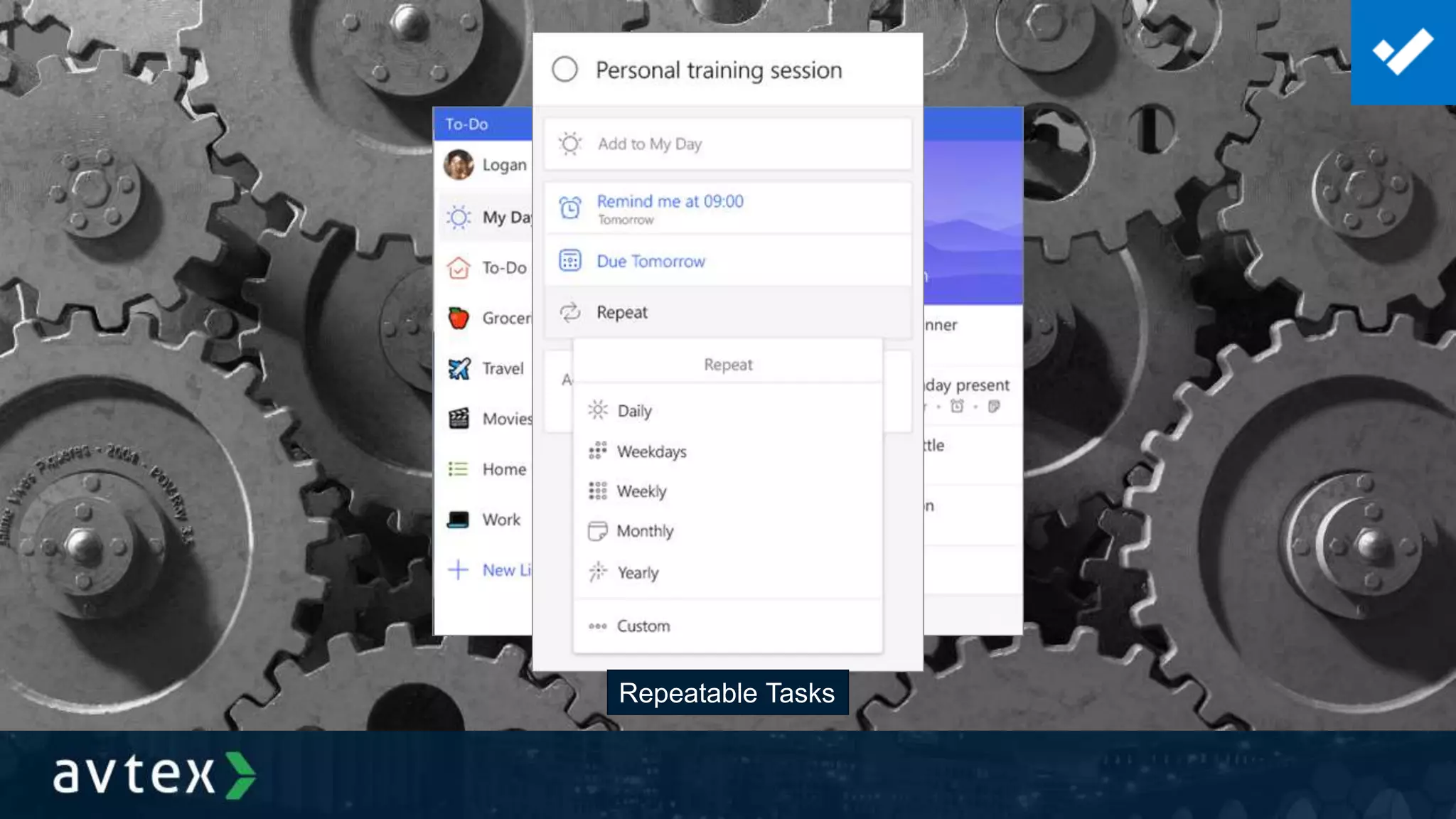 My Day
Repeatable Tasks
 