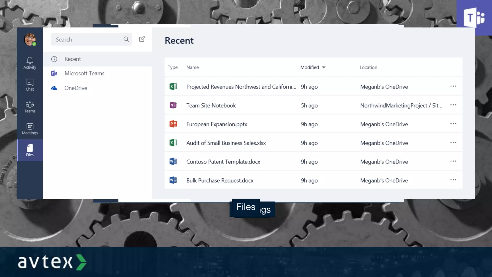 Chat
TeamsMeetingsFiles
 
