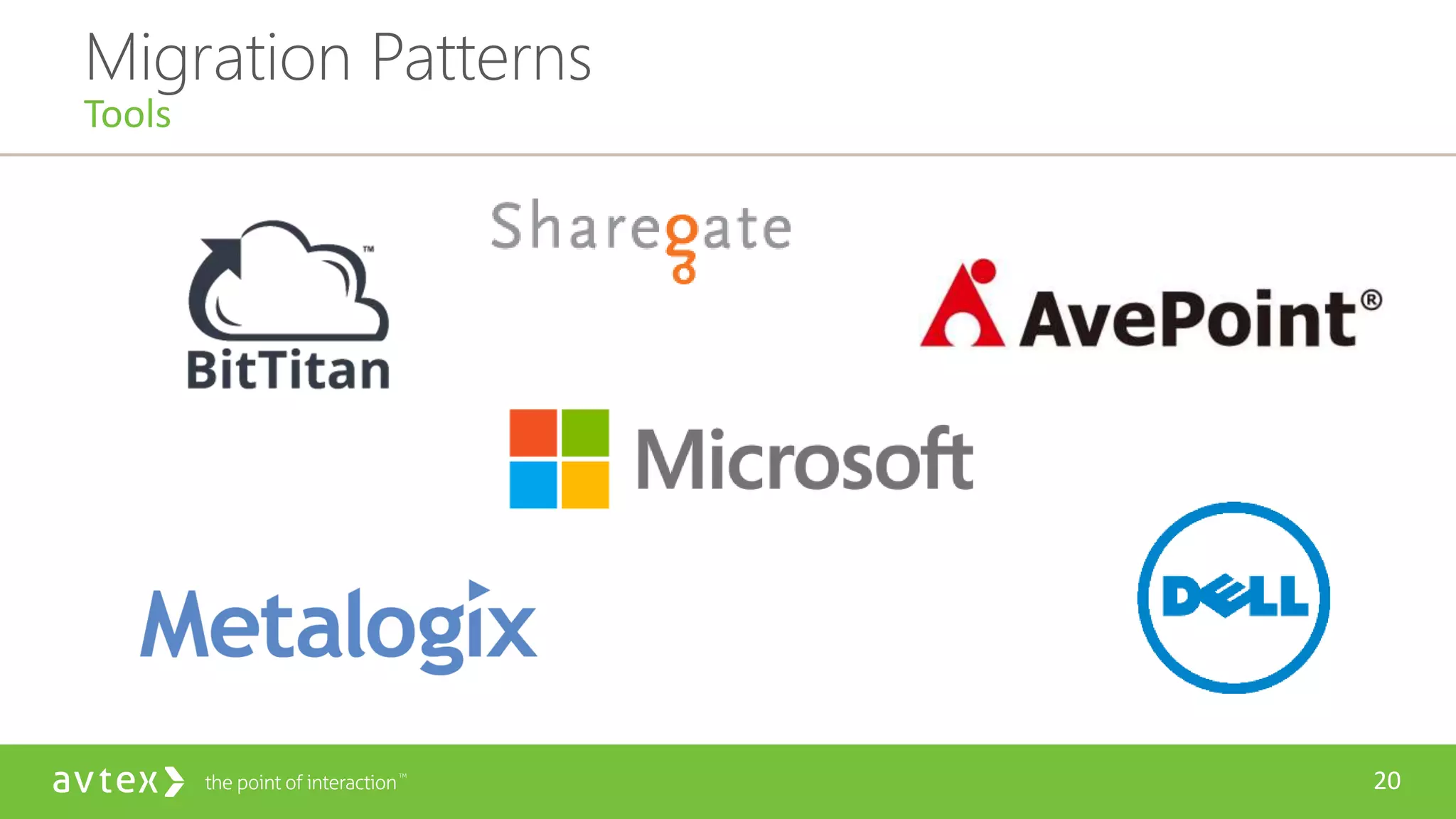 20
Migration Patterns
Tools
 