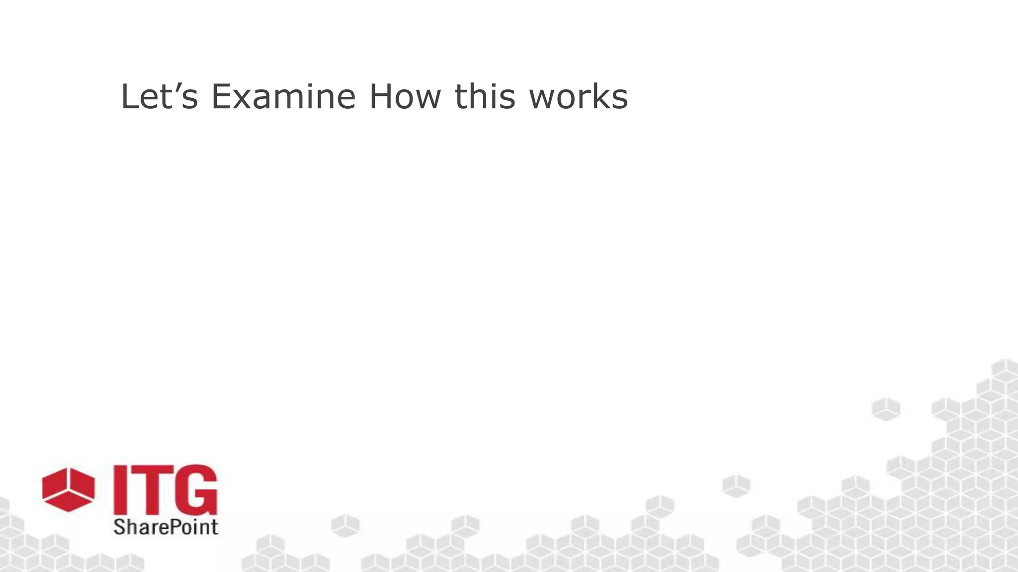 Let’s Examine How this works
 