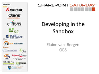 Developing in the Sandbox Elaine van  BergenOBS 