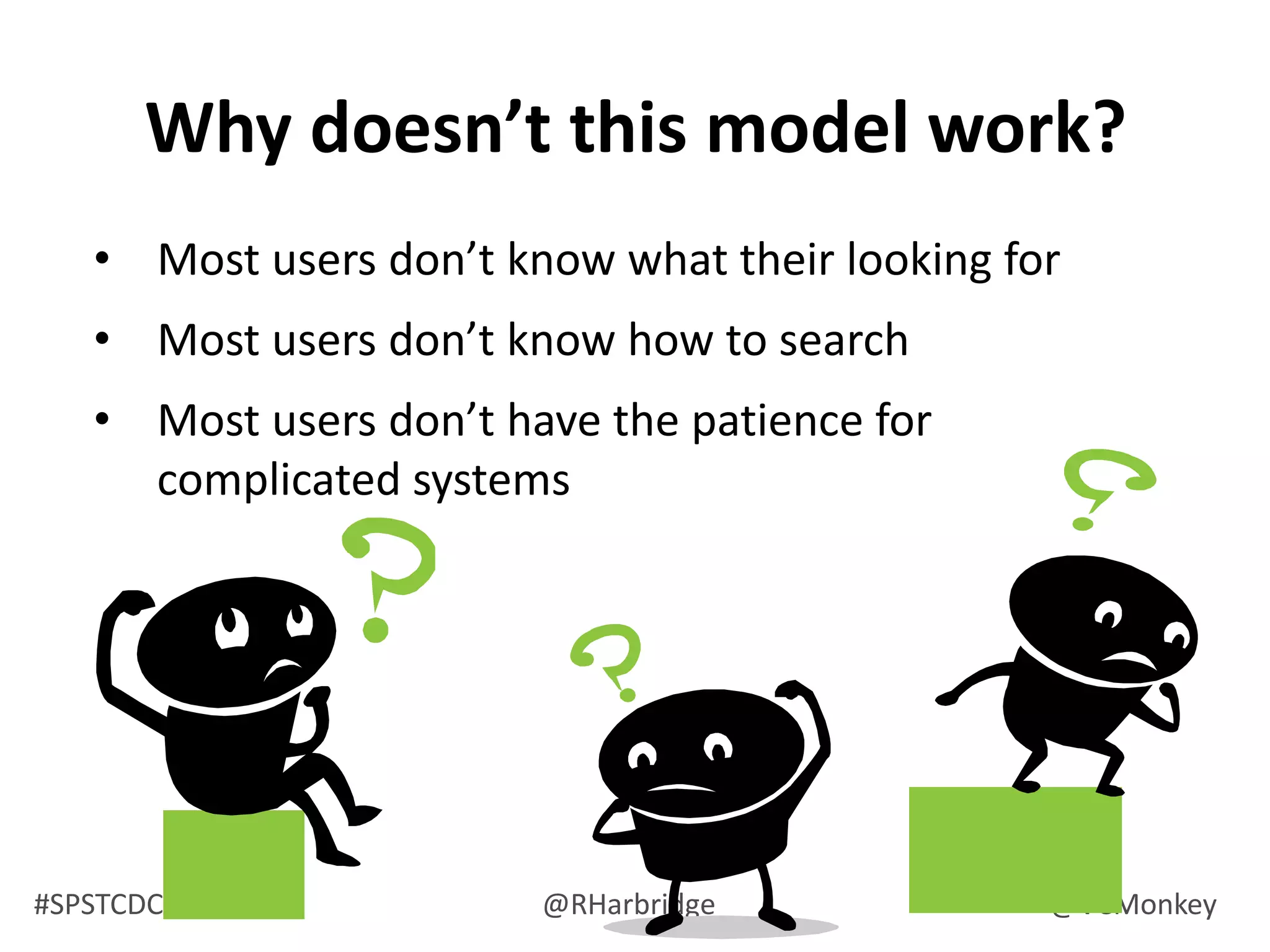 ContextContextAll web sites and intranets exist within a particular business or organizational context.Each organization has a mission, goals, strategy, staff, processes and procedures, physical and technology infrastructure, budget, and culture.The key to success is understanding and alignment.ContentUsers