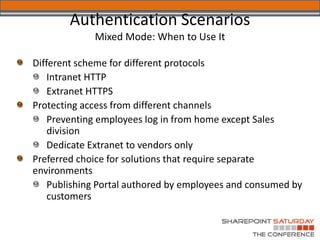Authentication Scenarios
   Mixed Mode: When to Use It
 