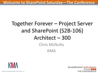 Together Forever:Project Server and SharePoint 2010 SharePoint Saturday New York City July 2011Chris McNulty / Amy Talhouk 