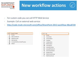 http://code.msdn.microsoft.com/office/SharePoint-2013-workflow-48ea87d4
New workflow actions
 