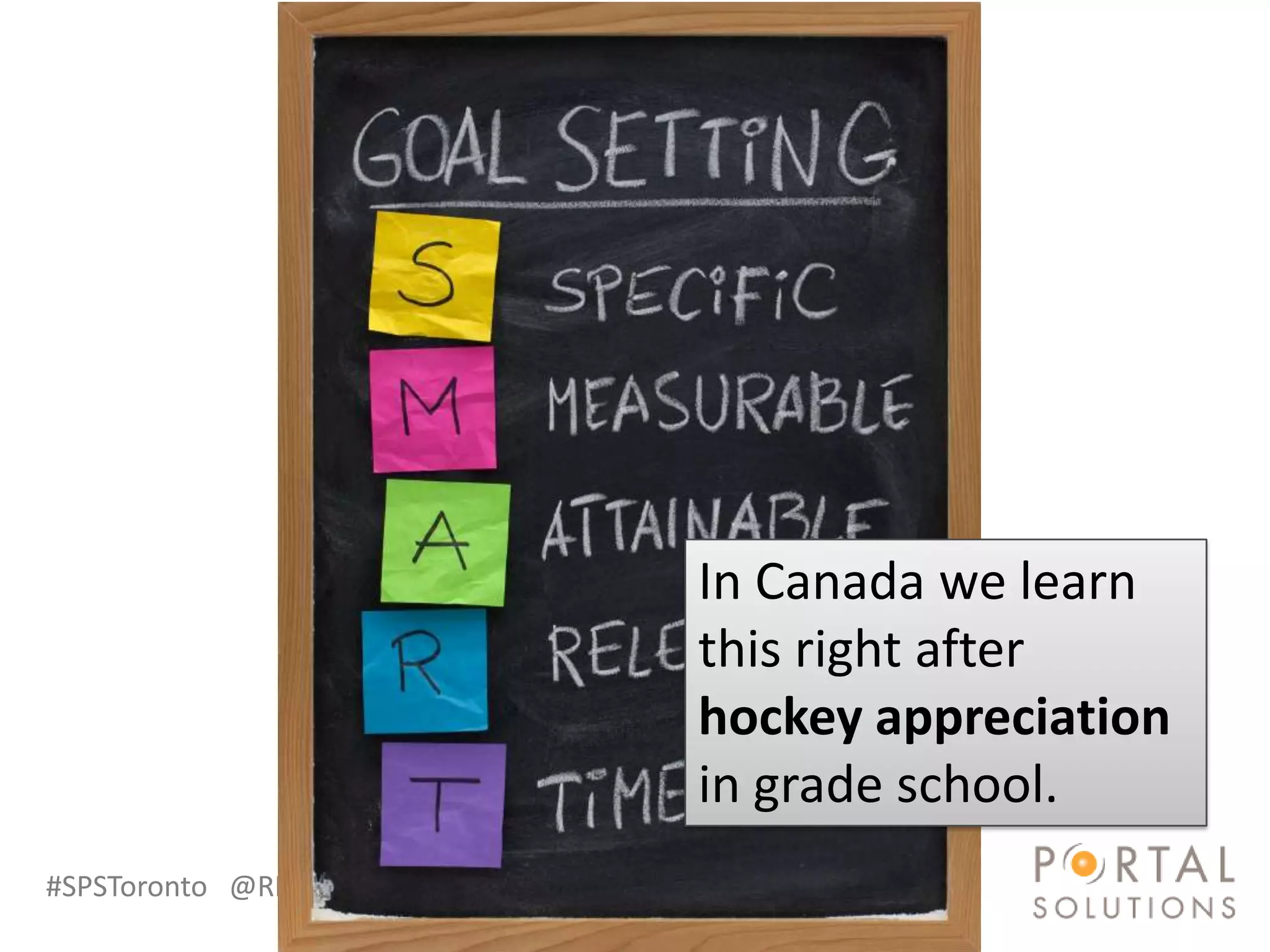 In Canada we learn
                          this right after
                          hockey appreciation
                          in grade school.
#SPSToronto @RHarbridge
 
