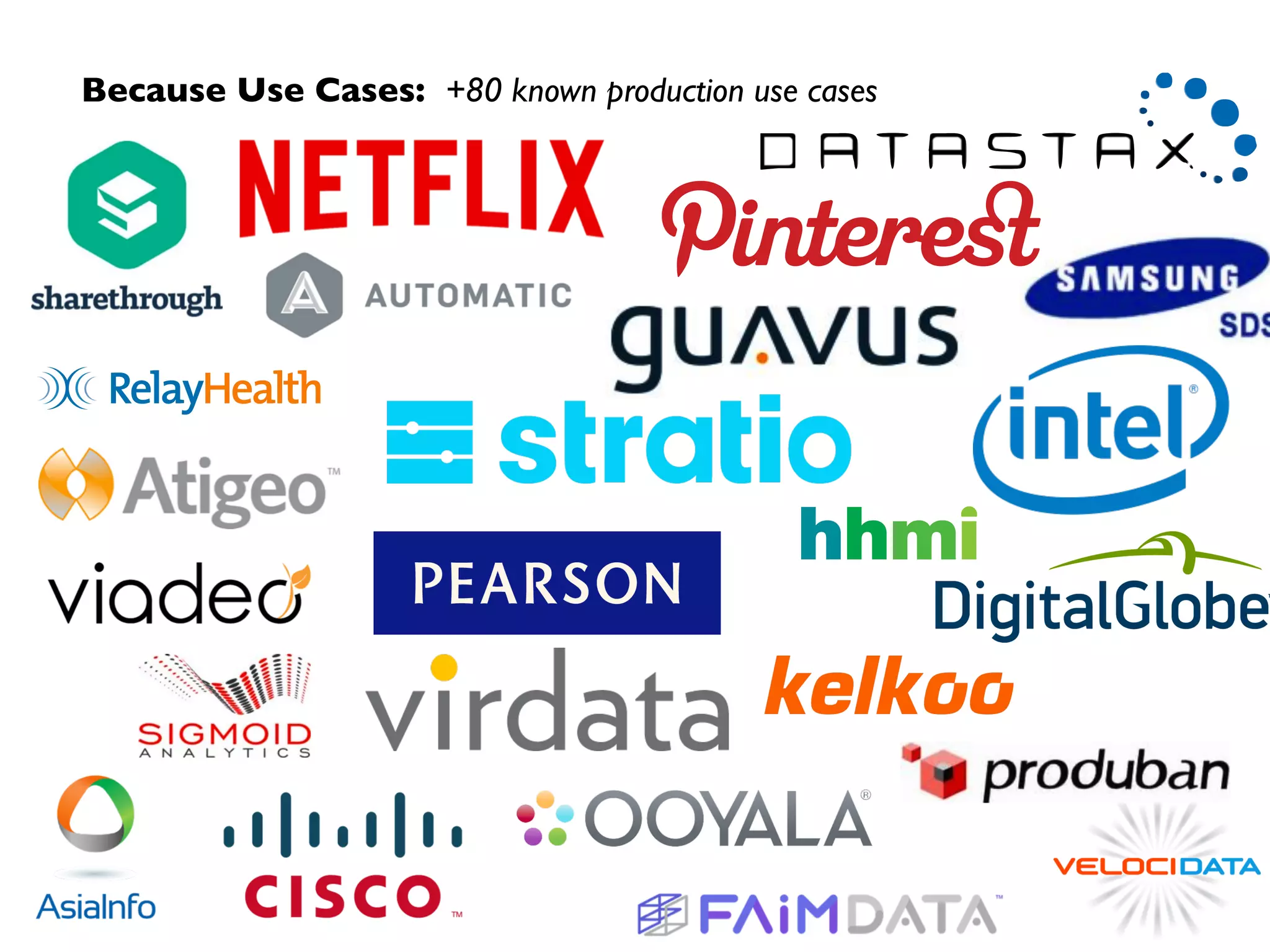Because Use Cases: +80 known production use cases
 
