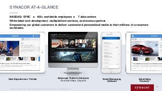 10
Start Experiences / Portals Email Messaging
Software
Advertising
Products
Advanced Platform Solutions
End-End Video, Cl...