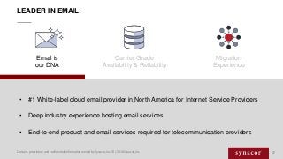 27
LEADER IN EMAIL
Carrier Grade
Availability & Reliability
Email is
our DNA
Migration
Experience
• #1 White-label cloud e...