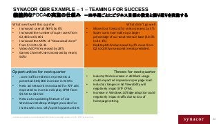 Contains proprietary and confidential information owned by Synacor, Inc. © / 2014 Synacor, Inc.
SYNACOR QBR EXAMPLE – 1 – ...